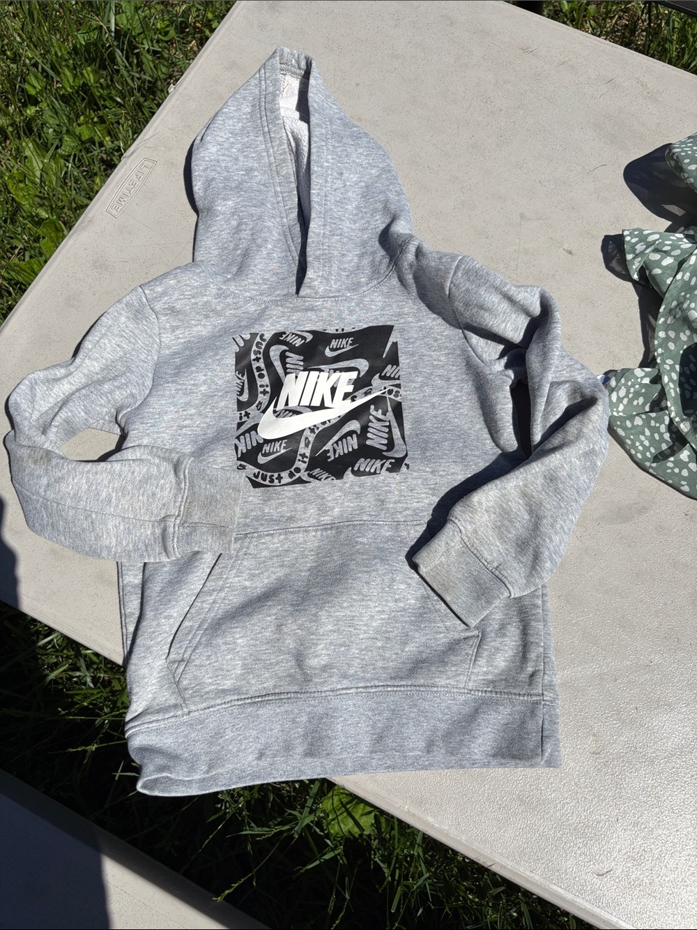 Nike Light Gray Pullover Hoodie with Black Logo